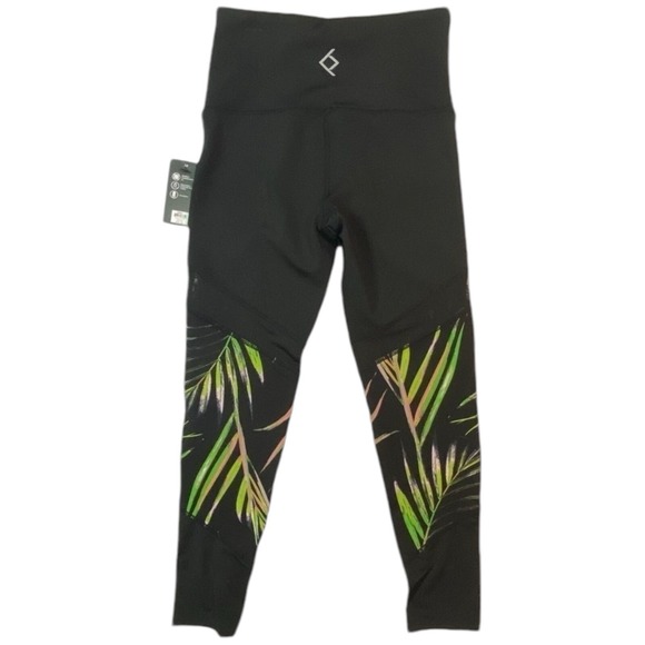 BSP Better Sports Performance Black Palm Leaf Mesh Compression Leggings 7/8 New - Picture 7 of 11